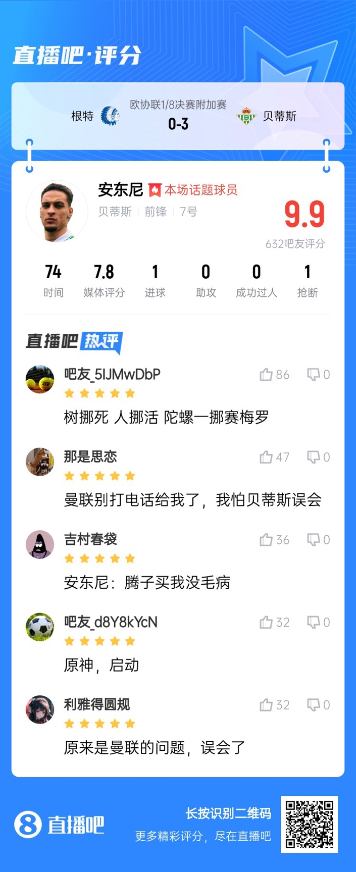  安東尼兜射圓規畫(huà)??！吧友評分9.9：樹(shù)挪死人挪活 陀螺一挪賽梅羅