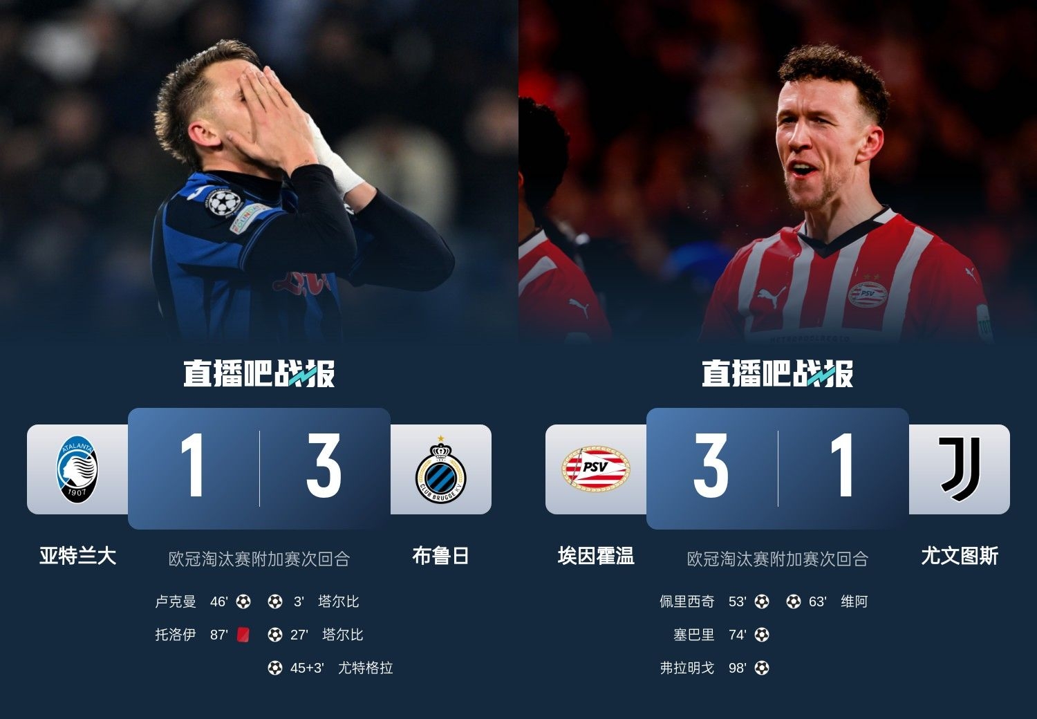  真是意甲拉垮？PSV淘汰尤文后3連敗，布魯日爆冷真藍黑后1勝難求